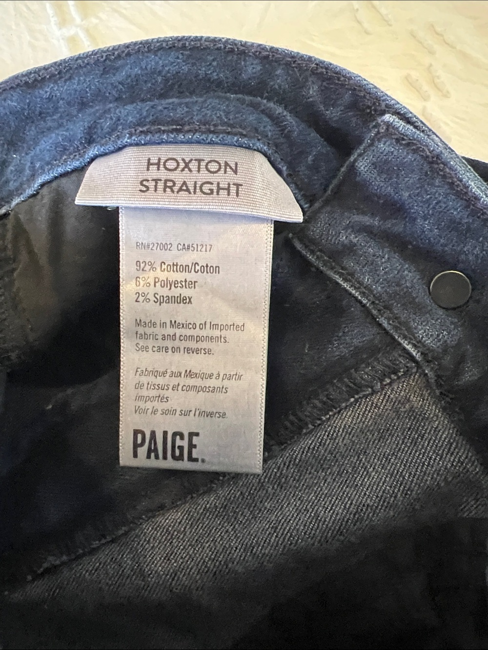PAIGE Hoxton Straight Leg Jeans Deep Navy High Rise Transcend Vintage NWT - Picture 7 of 9
